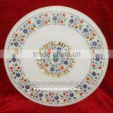 Handcrafted White Marble Inlay Table Top Coffee Table Top thumbnail-1