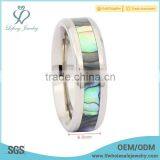 Fashion Jewelry Titanium Ring With Abalone Shell Inlay thumbnail-3