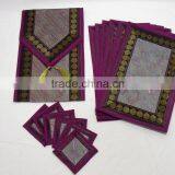 Indian Silk Table Runner With 6 Place Mats & 6 Coaster in Pink Color Size 16*62 thumbnail-1