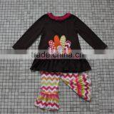 Newborn Handmade Turkey Embroidery Long Sleeve Top and Pant Thanksgiving Outfits thumbnail-1