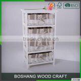 Small Cheap Indoor Storage Wooden Cabinet With Many Wicker Drawers thumbnail-3