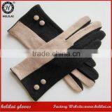 Cheap Two-Tone Button Trimmed Wool Gloves Fashion Black/Camel Dress Woolen Gloves Unlined Wool Gloves thumbnail-1