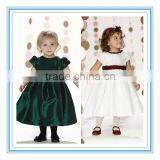 Taffeta Jewel Necklace Sash Puff Sleeve Flower Girl Dresses(FLMO3019)