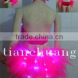 Sexy Belly Dance Dress / LED Ballet Dance Costumes for Sale / Light Pink Night Club Performance Short Dress