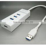 Portable High Speed 5Gbps Bulit-in 35cm USB Cable 4ports USB3.0 Hub for USB Device thumbnail-2