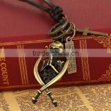 N0011 skull fashion design leather necklace fashionable new design necklace