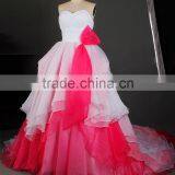 RSW842 Asymmetric Hemline Organza Custom Made Pink Wedding Dresses China thumbnail-3