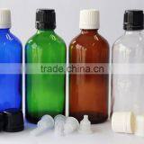The New 100ml Blue Glass Oil Bottle Clear Amber Green With Black Cap thumbnail-1