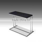 Modern Fashion Simple Style Stainless Steel Metal Console Table Wood Top Designs thumbnail-1