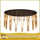 Elegance Chamange Golden Glass Top Round Coffee Table