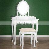 Antique Wooden Dressing Table Set, Wooden Dresser With Mirror and Bench, Make up Table Set thumbnail-1