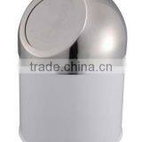 Waste Bin Made of Metal With Flip-in Round Opening in High Dome Top Cover Perfect for Use on Kitchen Table Top or Office Desktop thumbnail-1