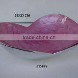 Pink Finger Painted Cast Aluminium Enamel Bowl With Food Safe Enamel