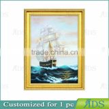 Handmade Modern Sea and Boat Scenery Canvas Oil Painting