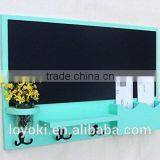 Entryway Wall Decor Chalkboard Mail & Letter Holder With Key Hooks or Coat Rack Wall Shelf Black Board thumbnail-3