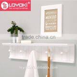 Bathroom Wall Shelf With 5 Pegs Wall Mounted Clothes Towel Hanger Rack Wooden Wall Shelf thumbnail-2