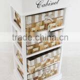 Shabby Chic Home Furniture Wooden Cabinet With Wicker Drawers thumbnail-3