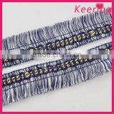wholesale fashion keering supply gold chain decorative tassel fringe trim for dresses WTPE-071