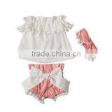 New Arrival Baby Girl Open Shoulder Top Shorts Outfits,pompom Top Set thumbnail-3