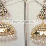 JADAU GOLD PLATED Dangler JHUMKA TEMPLE EARRINGS thumbnail-1