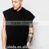 Men Logo Custom Oversized 100% Cotton Black Hooded T-shirt for Promotion thumbnail-1