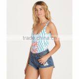 Retro High Cut One Piece For Women Custom Low Scoop Back High Cut Legs Swimsuit Polyamide Elastane Blend Material Swimwear thumbnail-6