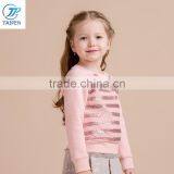Girls Winter Stripe T Shirt Decorated With Sequins Children's Fleece Pullover Top Designs For Girls thumbnail-2