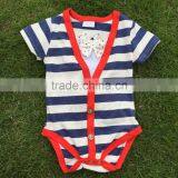 Kids Clothing Bubble Stripe Romper Boys Romper Cotton Baby Cardigan Romper Bow Tie Romper Set Baby Boy Clothes thumbnail-2