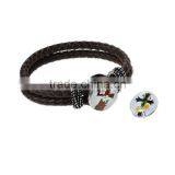 18mm Resin Fit Snap Button Bracelets Round Silver Tone At Random Cross Pattern , Knob Size: 5.5mm thumbnail-3