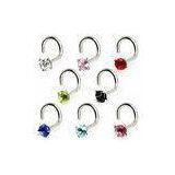 316L Surgical Stainless Steel Body Piercings Jewelry Nose Screw With Prong Set Gem thumbnail-1