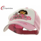 Cotton Childrens Baseball Caps , White Pink Dora Baseball Cap