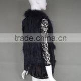 Wholesale Rabbit Fur Vest/ Gilet For Fashion Ladies/Women Knitted Coat With Raccoon Fur Collar thumbnail-3