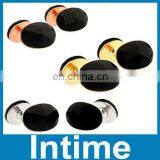 2014 Wholesale Gold Plating Jewelry Fashion Rose Cufflinks Black Stone Cufflinks High Quality thumbnail-1