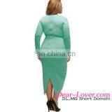 New Cheap Clothing Fashion Slit Long Sleeve Plus Size Sexy Dress thumbnail-4