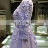 1A1046 Romantic Light Purple 3D Flowers Appliqued Beaded Long Sleeve Sash Back Open Bridesmaid Dress Prom Dress Evening Dress thumbnail-6