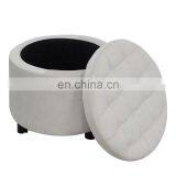 Modern Bedroom Low Round Velvet Footstool Ottoman Pouf Velvet Collapsible Bench Storage Tufted Stool thumbnail-7