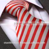 Claret Red White Striped ,Silk tie, necktie, neck tie, corbata, gravate, krawatte, cravatta, fashion tie