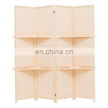 Bamboo 4 Panel Folding Room Divider Screen Movable Divider for Room
