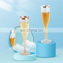 Plastic Champagne Flutes Gold Glitter Plastic Toasting Glasses Disposable Wedding Party Cocktail Cups thumbnail-1