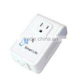 Two-gang Self-grounding 3-pin US Standard 2000W WiFi Remote Controlled Power Switch With Power Metering For Connected Appliances