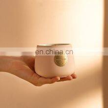 Unique Design Pottery Clay Ceramic Jar Stamping Gold Logo Yoga Premium Soy Beeswax Cherry Blossom Jasmine Terrazzo Candle thumbnail-4
