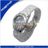 Black White Ceramic Strap Summer Watch With Round Sharp Case thumbnail-3
