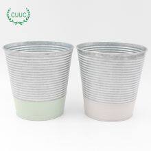 Ribbed Galvanised Zinc Garden Centre Container Planters Metal Bucket Tin Flower Pot thumbnail-4