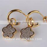 Wholesale Fashion Lady's Jewelry 925 Sterling Silver Earring Gold Plated Wax Micro Pave Setting Earring thumbnail-6