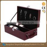 Cheap gift packaging wine bottle and glass box 2 bottle