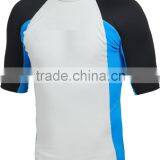 92% Polyester 8% Spandex (Lycra) Short Sleeves Lunar Color Compression Shirt / Rash Guard With Blue Side Panels & Black Sleeves