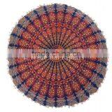 Indian Mandala Pillow Cover Decorative Throw Pillows Large Round Floor Cushions Pom Pom Roundie Boho Pillow Shams thumbnail-1