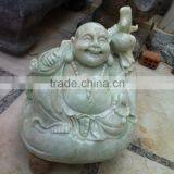 Laughing Buddha Statue Green Natural Marble Stone Hand Sculpture Carving For Home, Resort And Hotel