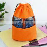 Orange Nonwoven Drawstring Shoes Bag With Mesh thumbnail-1
