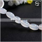 Natural 8*12mm White Agate Smooth Rice Faceted Beads Strand Semi-Precious Gemstone thumbnail-2